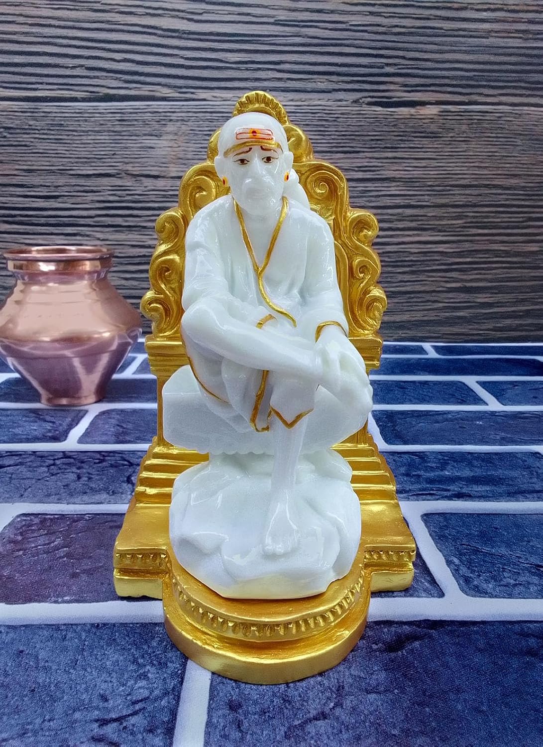 SHINDE EXPORTS Big Size White shirdi saibaba Marble Idol for Pooja Room Statue murti Home Murty (20 cm)