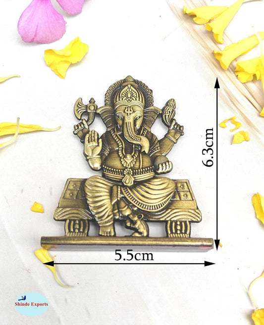 SHINDE EXPORTS Brass Ganesha Idol, Small Ganpati Murti Statue for Car Dashboard, Home, Office Table (Bronze)