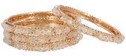 NMII Alloy Metal Bangles Set For Girls & Women Studded Pearls and Chain | Stylish Bangles Bracelet | Fancy Metal bangles | Women's Jewellery | (Pack of 4)