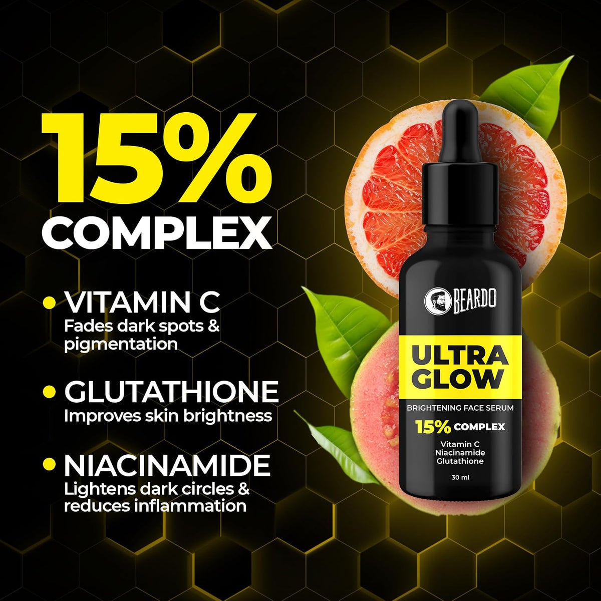 Beardo Looksmaxxing Glow Kit for Men |Ultra GLow Face Wash, Serum & Face Cream| Kojic Acid, Vitamin C, Glutathione, Hyaluronic Acid & Niacinamide | Kit for Glow Up in Men