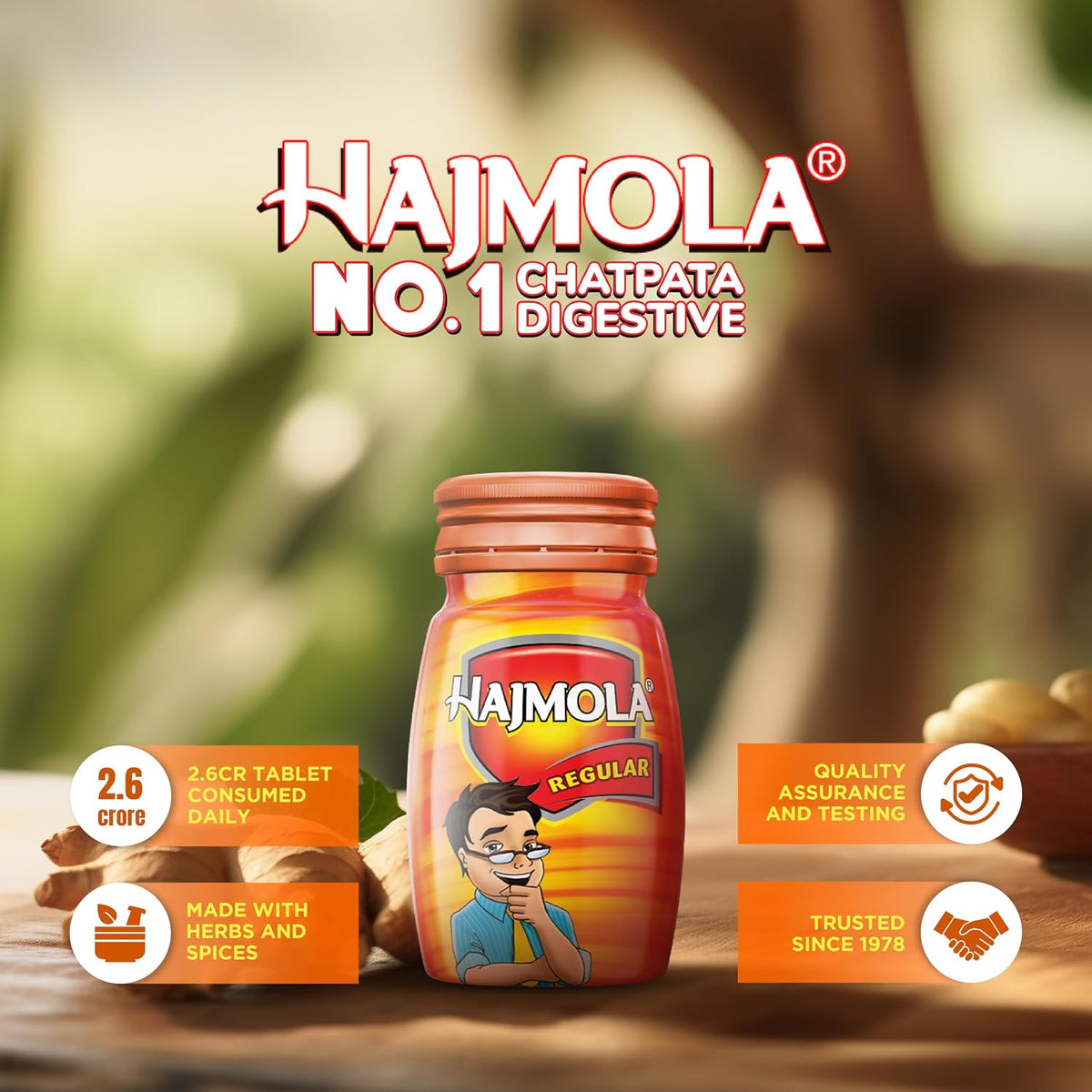 Dabur Hajmola Tasty Digestive Tablets (Regular Flavour) - 120 Tabs | Healthy, Tasty & Chatpata | Ayurvedic Tablets For Improved Digestion | Relief From Flatulence