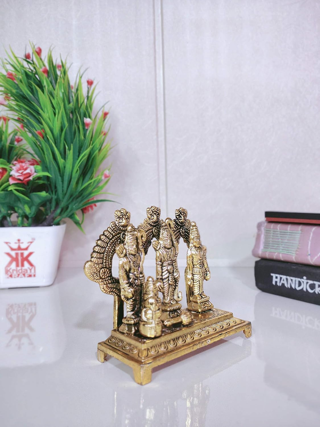 KridayKraft Prince Home Decor & Gifts Metal Idol of Shri Ram Darbar with Antique Look for Home Temple and Gifts