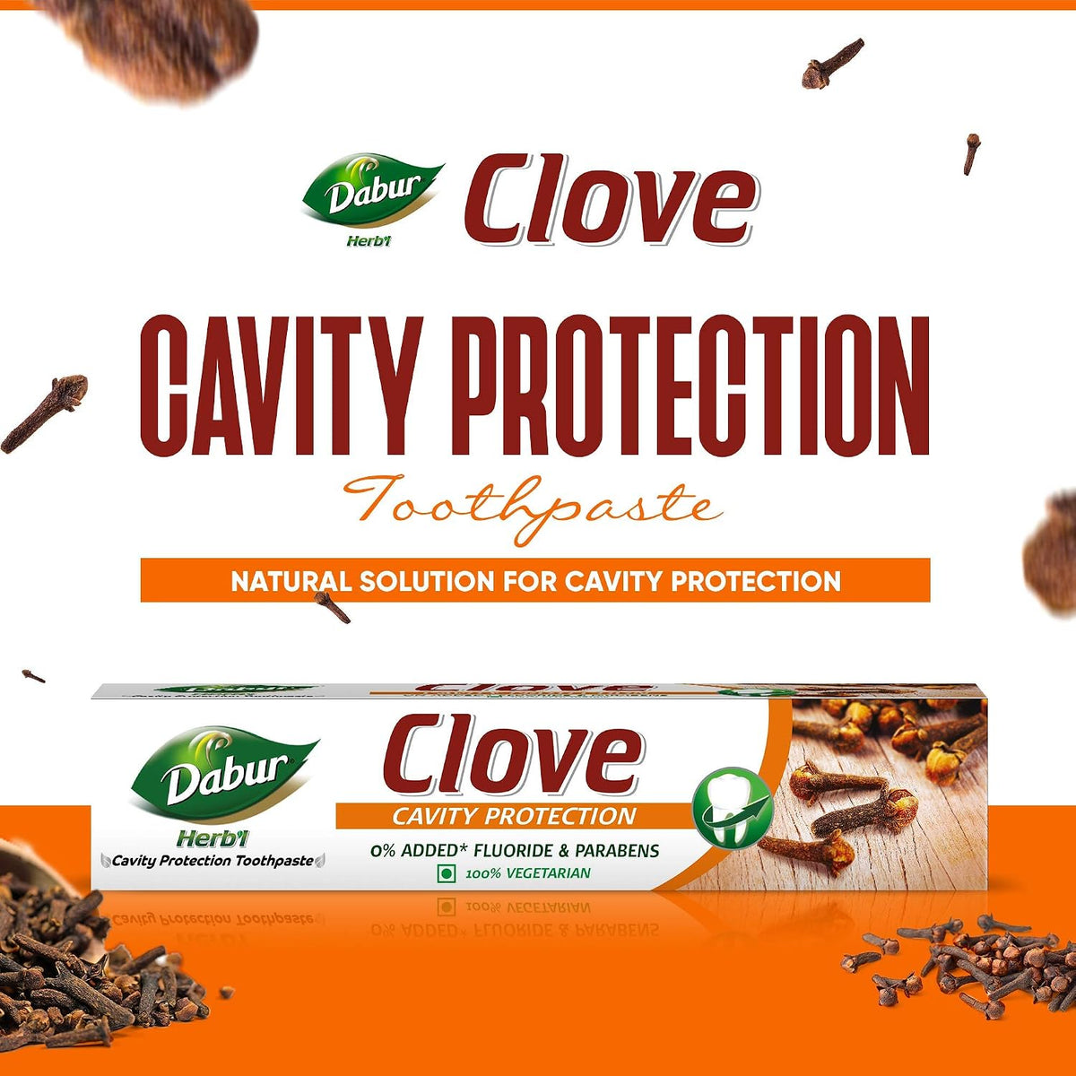 Dabur Herb'l Clove Cavity Protection Toothpaste - 600g (200g x 3) | No added Fluoride & Parabens | Fights Bacteria & Relieves Dental Pain | Provides Pleasant Mouthfeel After Brushing