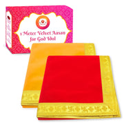 Bhakti Lehar Large Size Velvet Pooja Aasan for God Idol/Chowki Aasan Kapda Mat for Puja Table, Home Mandir and Temple - Pack of 2