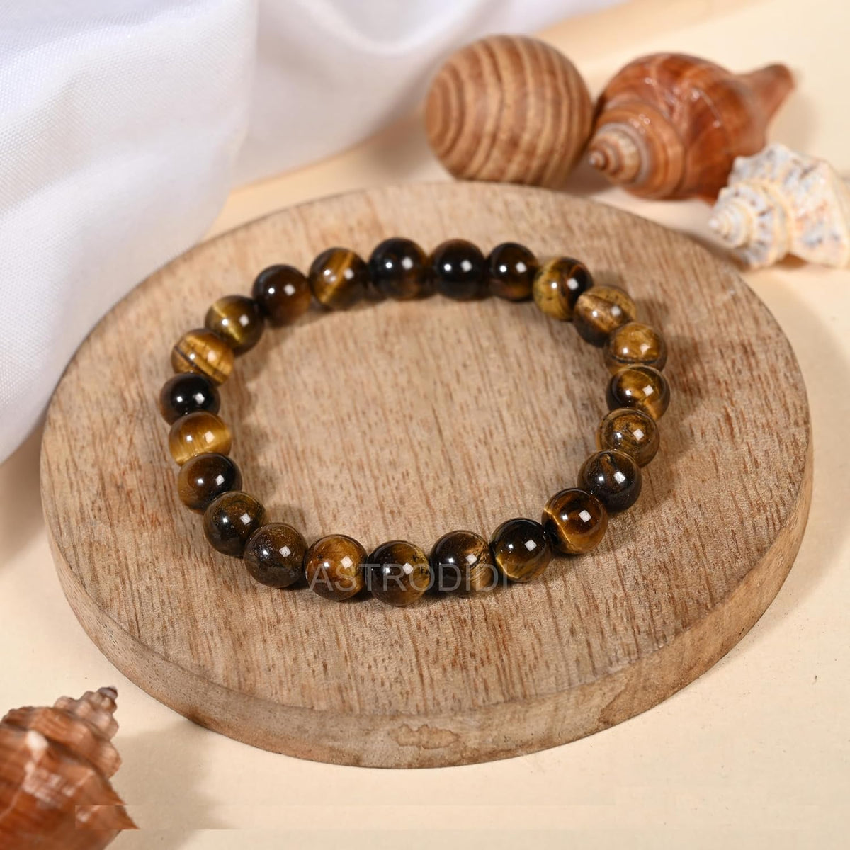 ASTRODIDI Natural Certified Tiger Eye Stone Bracelet for Men and Women | Golden-Brown | Confidence, Protector, Will Power and Prosperity | Original Reiki Feng-Shui Healing Crystal Gemstone Bracelet
