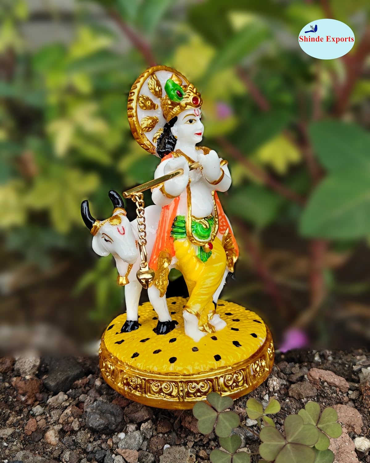 SHINDE EXPORTS Krishna with Cow Idol Statue murti (5 inches)