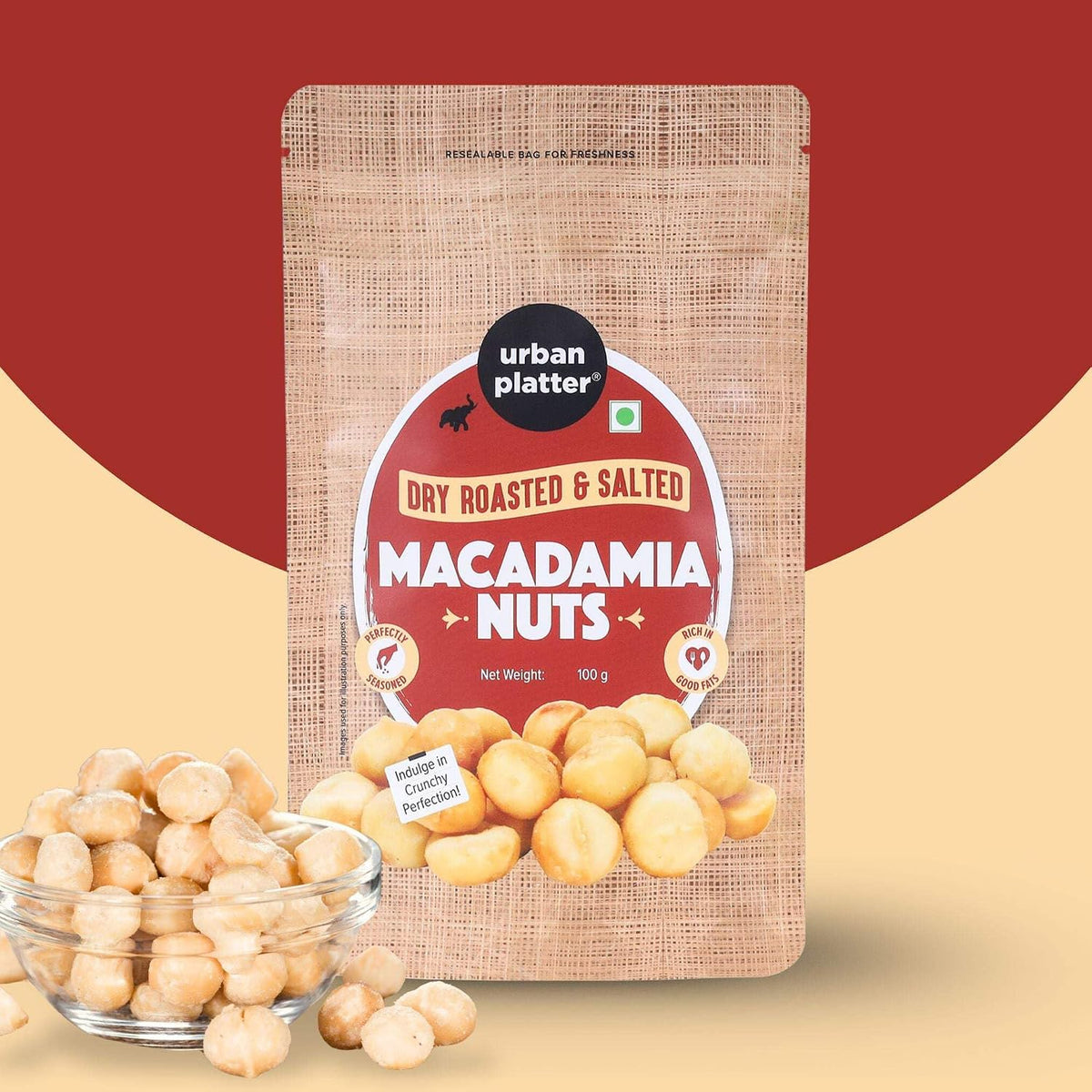 Urban Platter Roasted Salted Macadamia Nuts, 100g (Crunchy | Guilt-Free Snacking | Salted to Perfection)