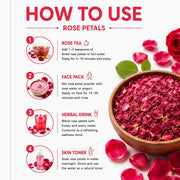Brijbooti Rose petals dried 100 Gram | Rose petals dried edible | Gulab Patti for Face, Body, Bath, Hair, Cooking, Eating & Herbal Tea | Rose Flower