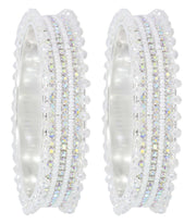 NMII Stylish Pearls & Zircon Diamond Stone Metal Bangles For Women and Girls | Fancy Women's Bangles Bracelet | Metallic Bangles kada | Trendy Bangles Fashion Jewellery- Set of 2