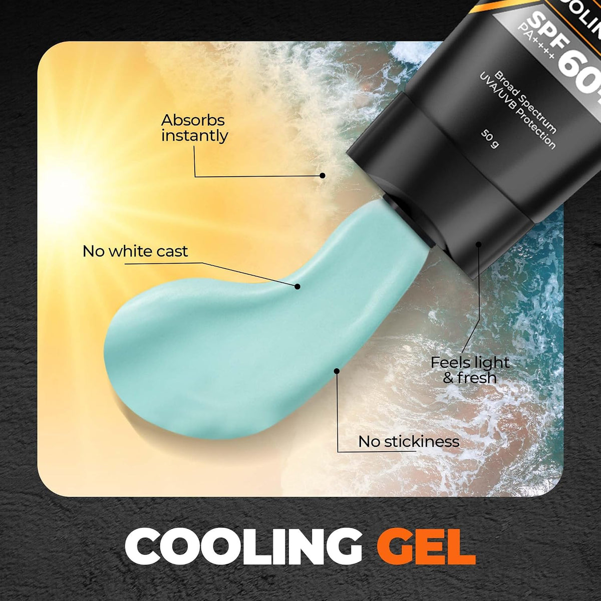 Beardo Max Cooling Gel Sunscreen SPF 60+ PA++++|UVA/UVB Protection | No White Cast |Ultra Lightweight Texture | Non-Greasy |Sunscreen for Men