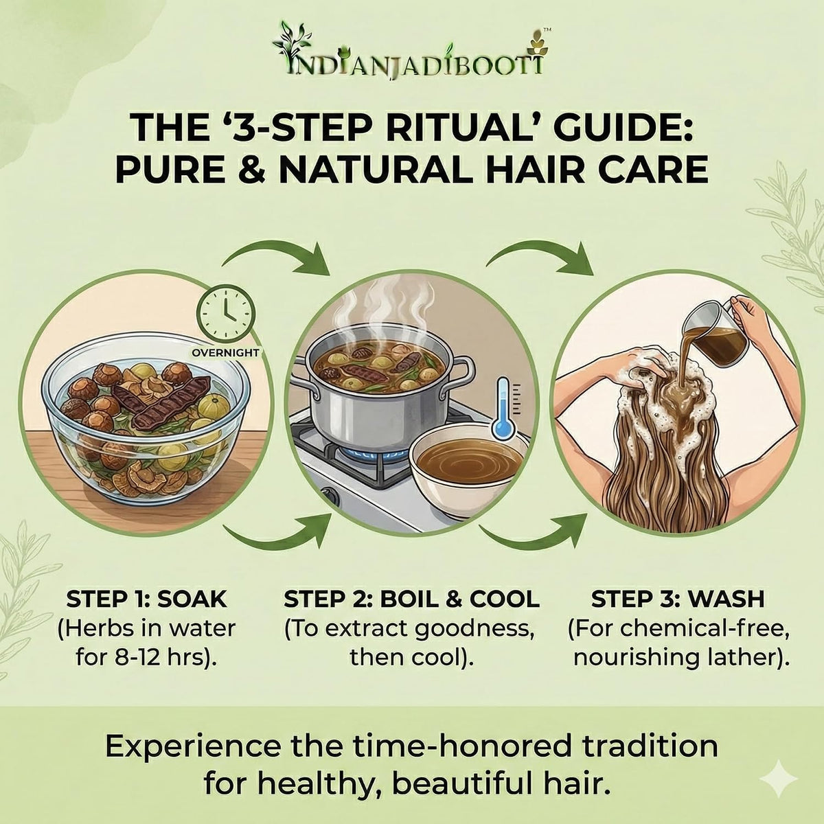 IndianJadiBooti 8-in-1 Herbal Hair Kit | Raw Wash & Mask (450g)