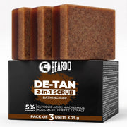 Beardo De-Tan 2-in-1 Scrub Bathing Bar for Men (75g X 3) | Dual Action Cleansing & Exfoliation | Niacinamide, Kojic Acid, Glycolic Acid & Coffee Extracts | Helps Remove Tan, Dirt & Dead Skin