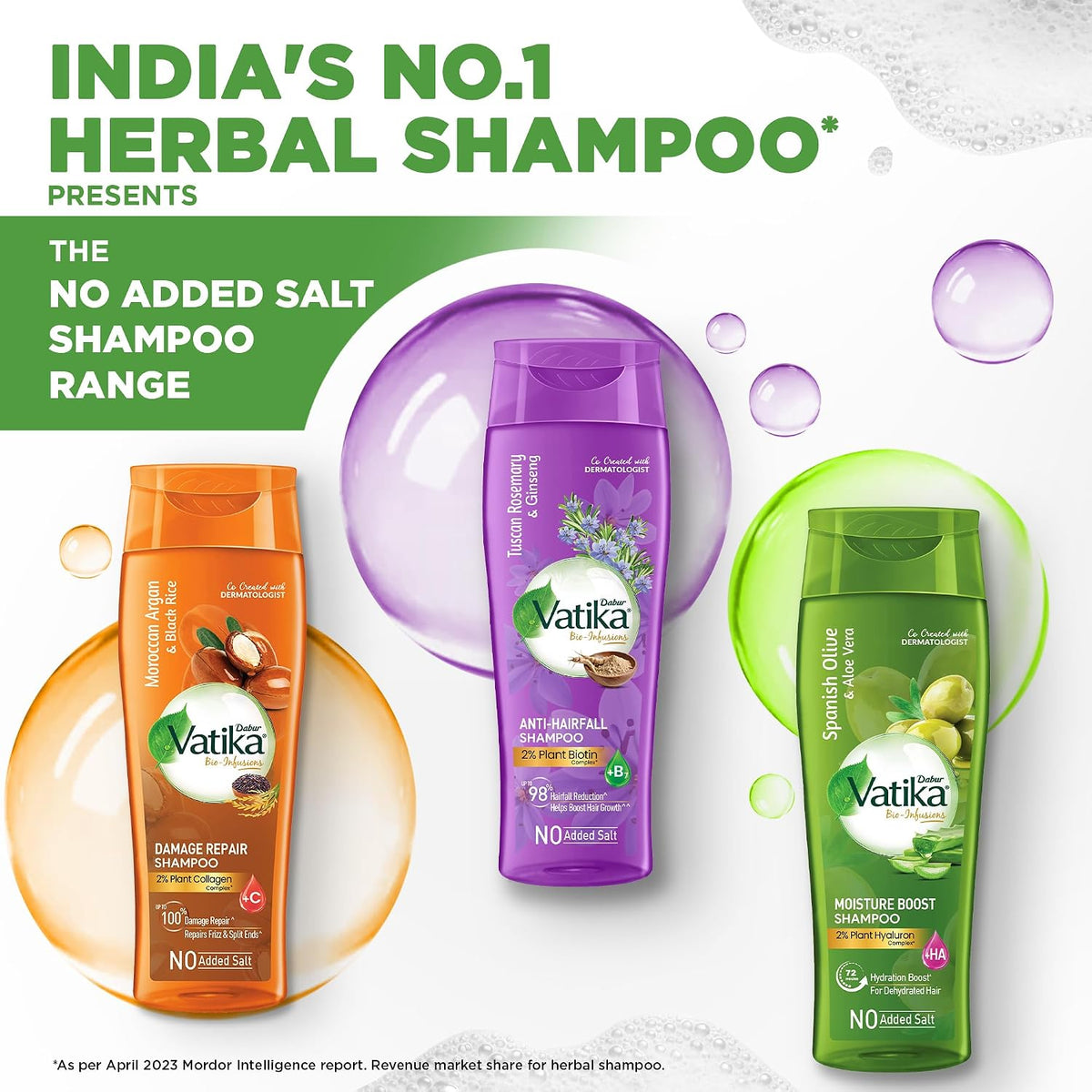 Dabur Vatika Bio-Infusions Moisture Boost Shampoo | Spanish Olive & Aloe Vera | 2% Plant Hyaluron + Hyaluronic Acid | 72 Hrs Hydration Boost | Deep Moisture & Natural Shine | No Added Salt | For Dry & Dehydrated Hair