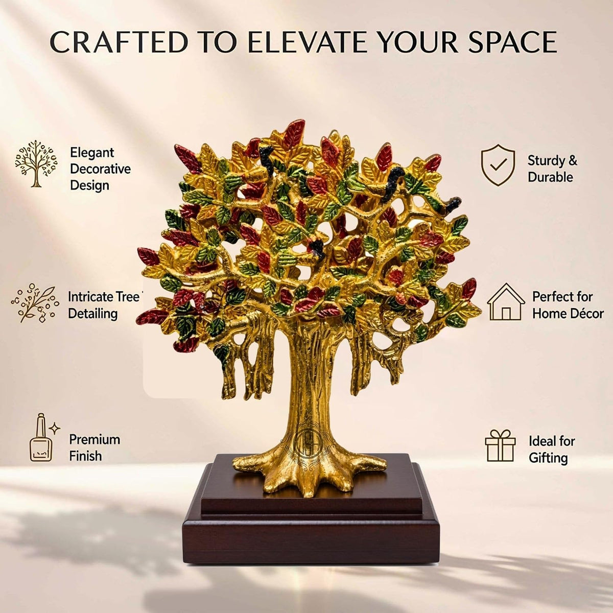 DSH Kalpavriksha Tree Showpiece for Home Décor | Wish Fulfilling Tree of Life Decorative Sculpture | Symbol of Prosperity, Growth & Good Fortune | Tabletop Décor & Gift (Medium)