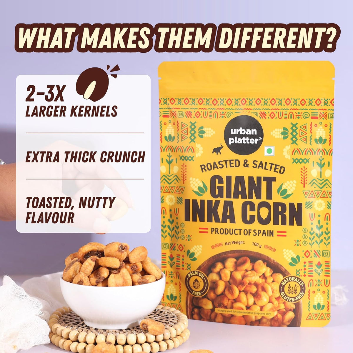 Urban Platter Giant Inka Corn, 100g (Salted & Roasted Corn Kernels, Product of Spain)