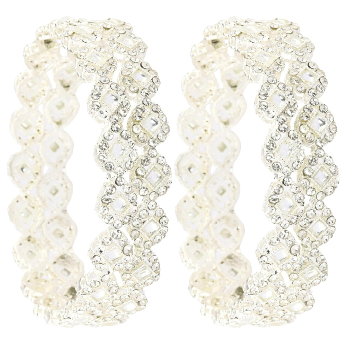 NMII Stylish Gold Plated Alloy Metal Kada Set With Glittering Diamond Stones & Designer Zig-Zag Pattern For Women & Girls | Women's Glossy Chudi | Jewelry For Bridal Look - Pack Of 4 Kada