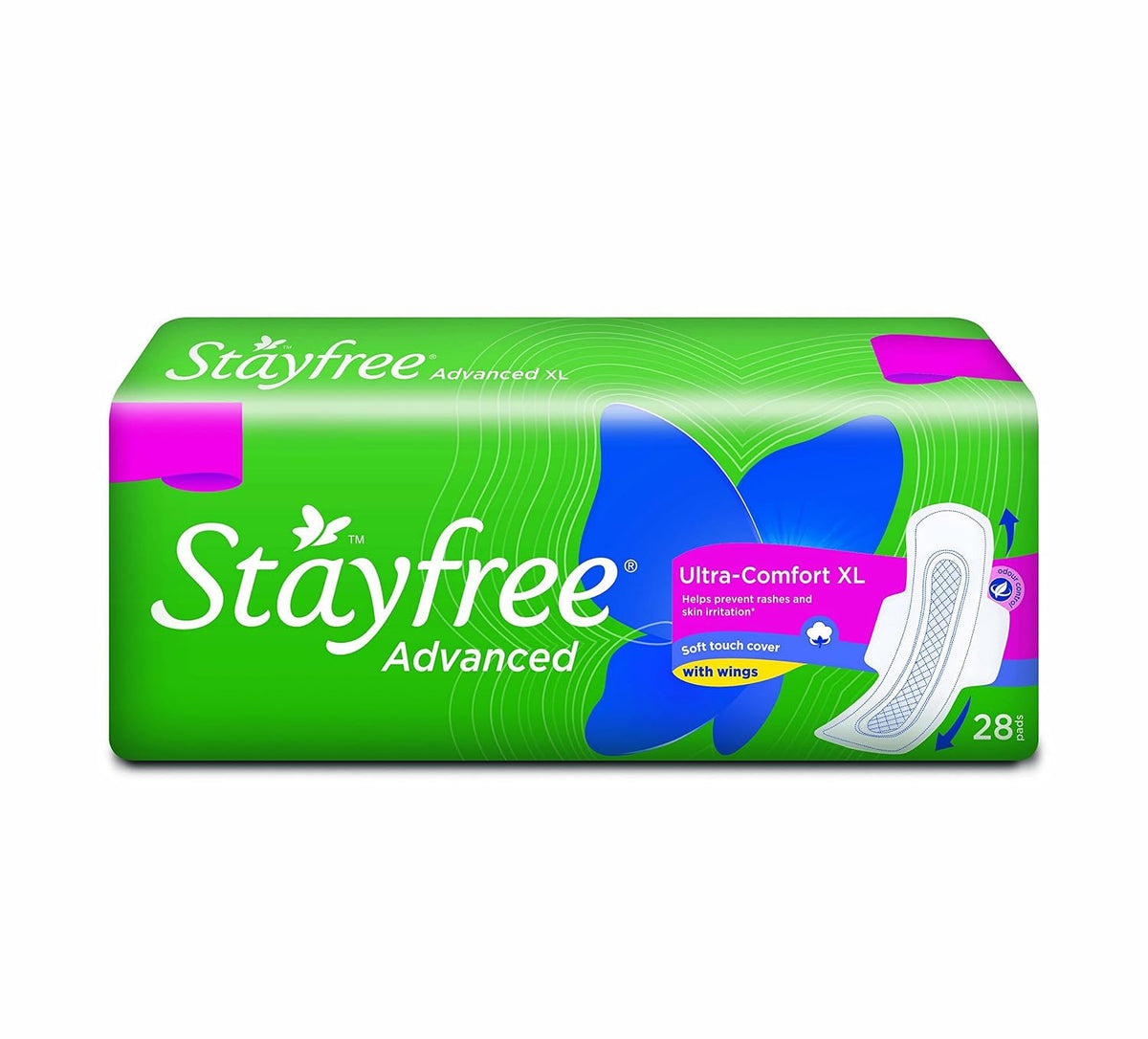 Stayfree Advanced XL Ultra Comfort Sanitary napkins with Wings for women(28 Count)