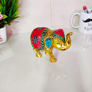 KridayKraft Metal Elephant Medium Size with Stone Work for Showpiece Enhance Your Home,Office & Table and Gift for Have House Warming Anniversaries, Birthday..