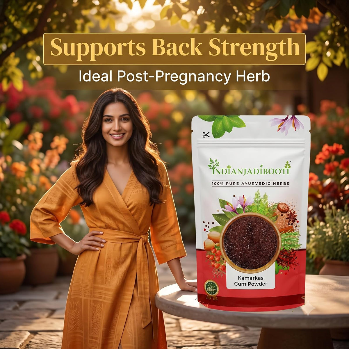 IndianJadiBooti Kamarkas Gum Powder (Palash Gond/Butea Monosperma) – 100% Pure Raw Resin for Back Strength, Post-Pregnancy Recovery & Bone Health (50g)
