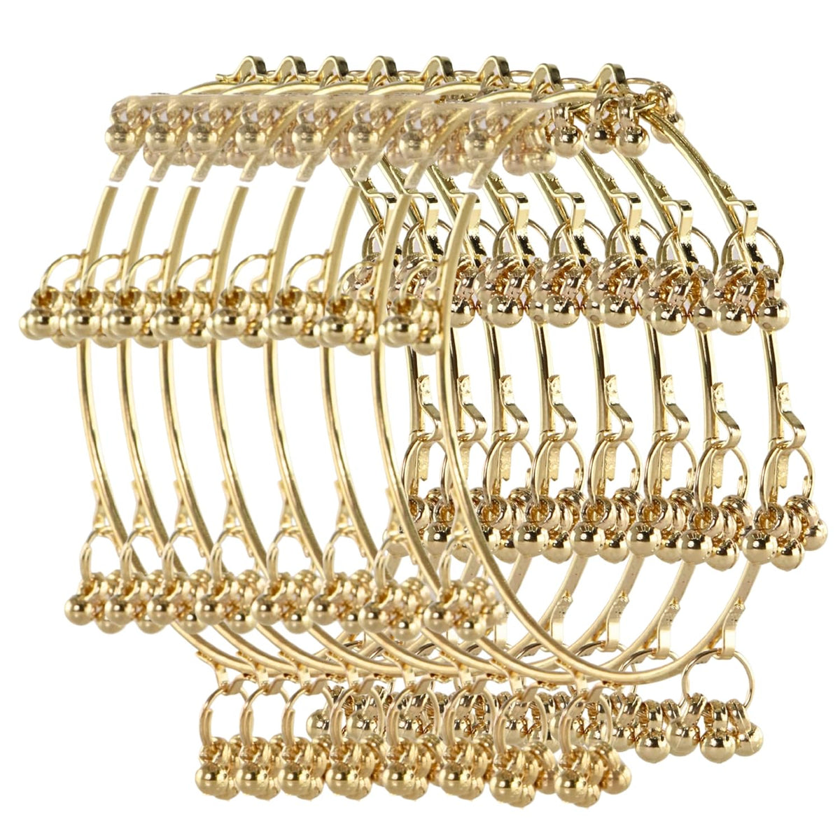 NMII Ethnic Wear Bangles Gold-Tone Alloy with Musical Ghungroo Charms | Women Fashionable Jewelry | Designer Bracelet Bangles For Girls | Viral Kashmiri Chudiya for Weddings, Festivals & Parties