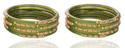 NMII Glass and Studded with Zircon Gemstone or Beads Glossy Finished Bangle set for Women and Girls