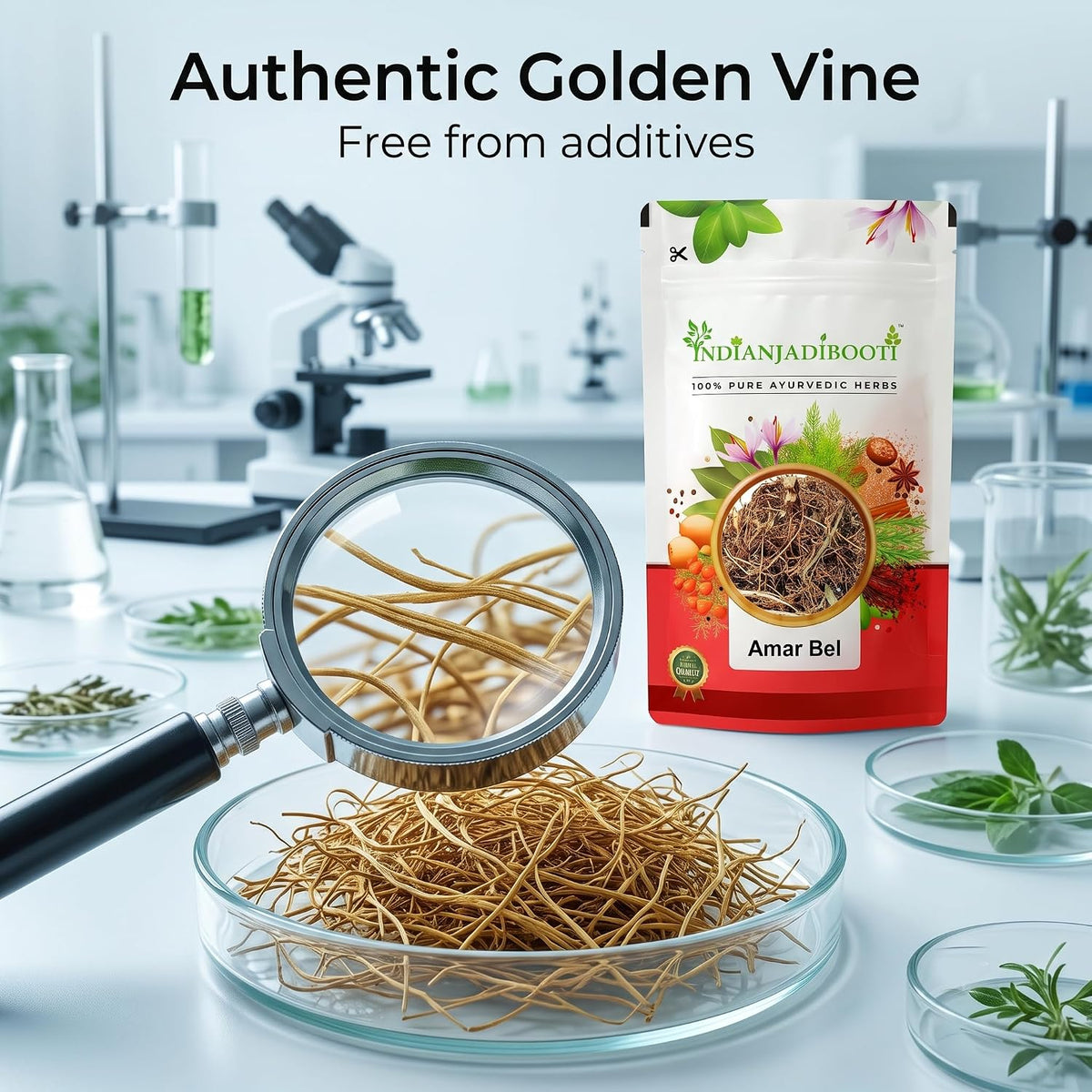 IndianJadiBooti Pure Amar Bel (Cuscuta Reflexa) | Raw Akash Bel Golden Vine for Hair Vitality, Scalp Nourishment & Systemic Detox