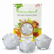 IndianJadiBooti Pure Wellness Crystals Combo | Bhimseni Camphor, Sat Ajwain & Sat Pudina | Traditional Ayurvedic Blend for Aromatic Relief & Cooling Comfort | Raw Jadi Booti | FSSAI Licensed