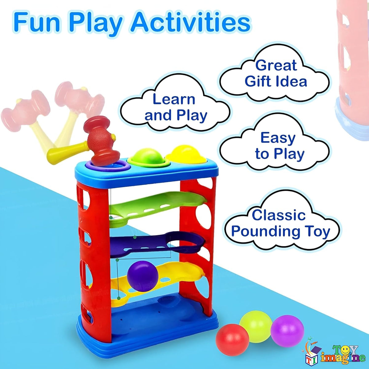 Toy Imagine 3-Layer Hammer Ball Toy for Kids Age 2-5