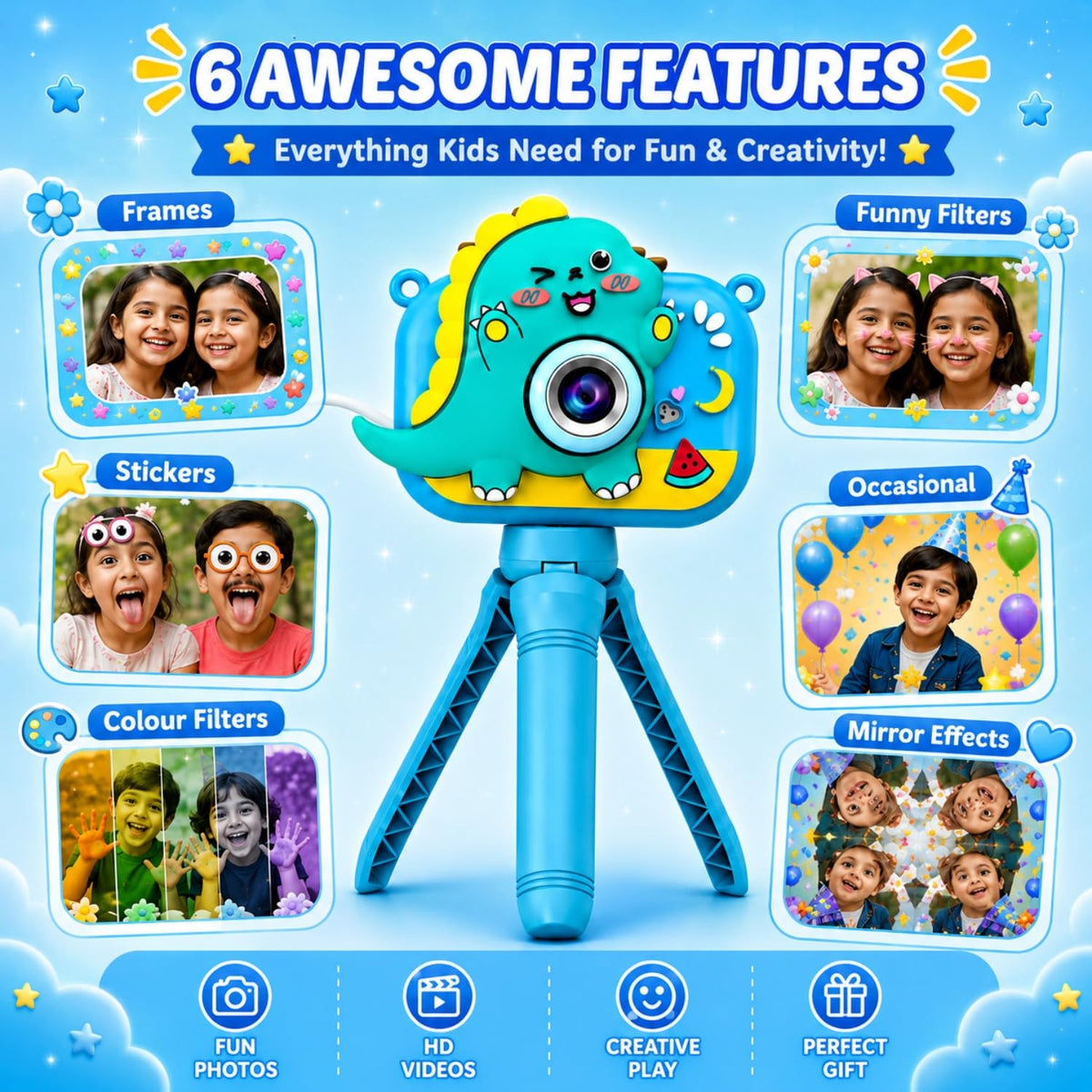 Toy Imagine Dino Design Kids Digital Camera, Color Assorted