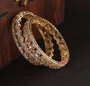 NMII Alloy Metal American Diamond Bangles Bracelet Jewellery Set For Women & Girls | Oval Shaped Cubic Zirconia Bangle | Premium Bridal Kada For Wedding, Party, Spaecial Occasion- Set of 2 Bangles