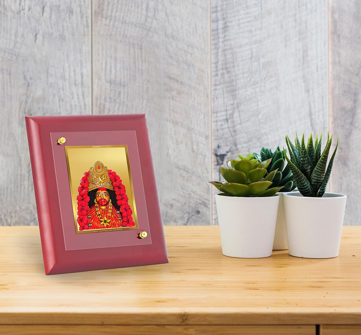 DIVINITI 24K Gold Plated Maa Tara Photo Frame | Premium Religious Gift & Spiritual Home Decor | MDF Gold Foil Frame for Pooja Room, Mandir, Wall & Gifting | 16 x 13.5 CM