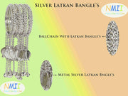 NMII Non-Precious Metal With Base Metal and Linked with Bracelet Bells Worked Glossy Finished Latkan Kaleere Type Kada Set For Women and Girls