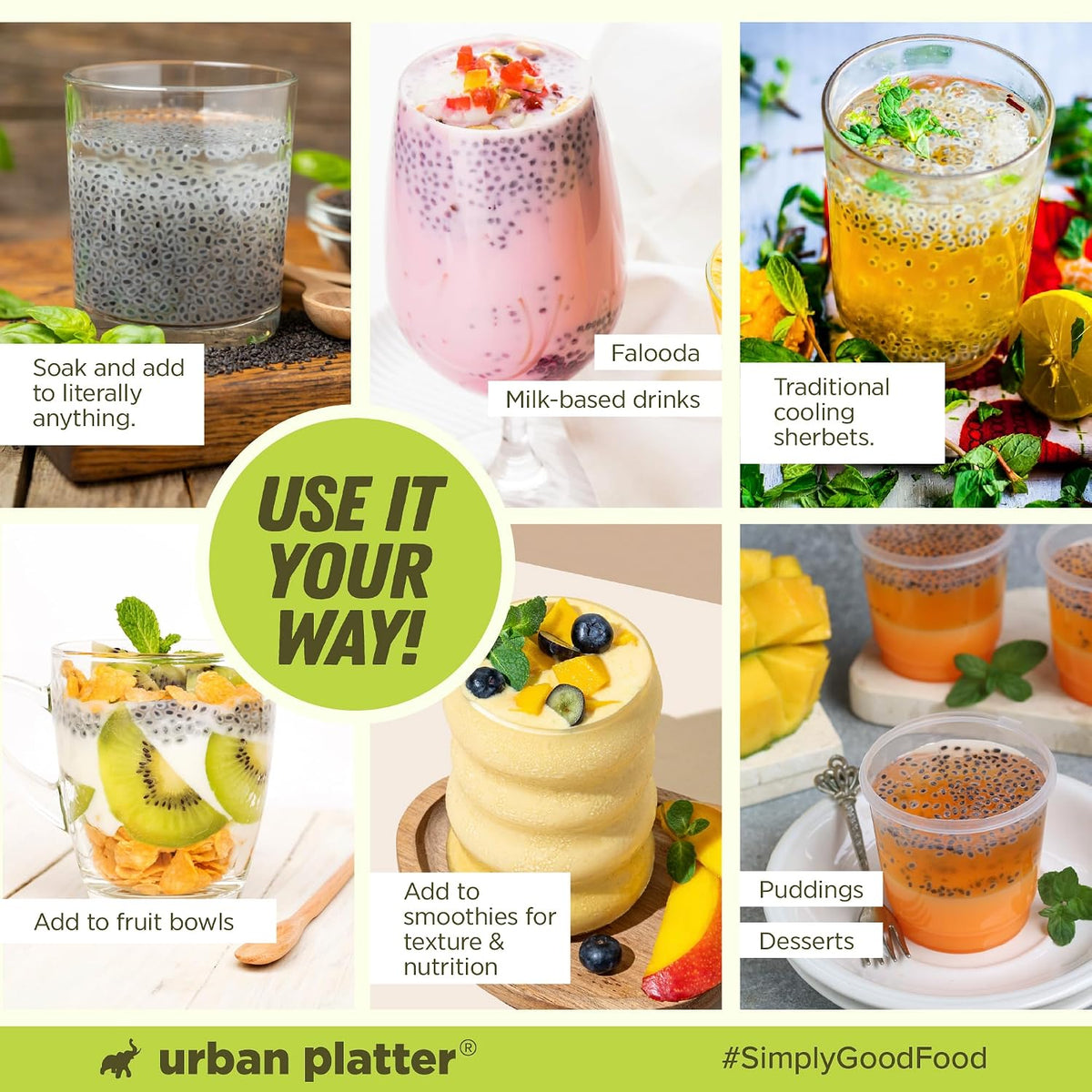 Urban Platter Sabja Seeds, 250g (Basil Seeds for Weight Management, Digestion & Hydration, Rich in Fiber & Omega-3, Falooda, Detox Drinks & Smoothies)