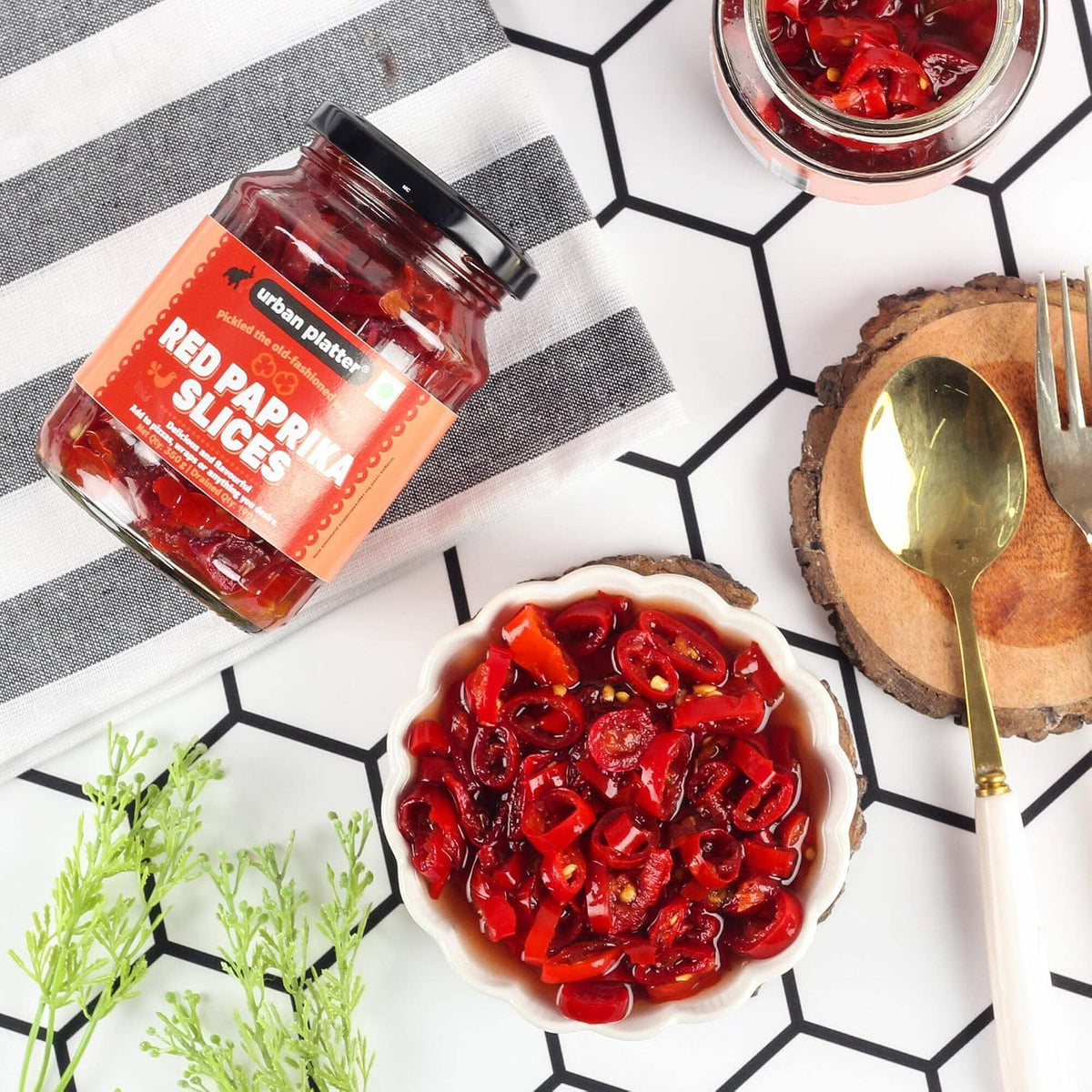 Urban Platter Sliced Red Paprika, 350g (Versatile, Tangy and Spicy Flavor Boost)