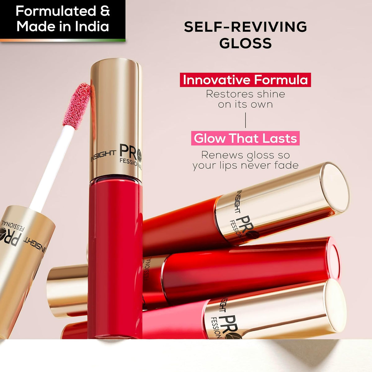 INSIGHT Radiant Lip Color (Watermelon Rush) | Glossy Finish | Lightweight Formula with Glass-Like Shine | Enriched with Hyaluronic Acid & Avocado Oil for Hydrated, Soft, Nourished Lips, 7g (Pack of 2)