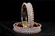 NMII Stylish Pearls & Zircon Diamond Stone Metal Bangles For Women and Girls | Fancy Women's Bangles Bracelet | Metallic Bangles kada | Trendy Bangles Fashion Jewellery- Set of 2