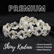 NMII Premium Alloy Metal with American Diamond Studded Bangles Set For Women & Girls | Traditional Kada Set | AD Bangle | Kundan Stone Bangles | Wedding, Party, Festive, Occasion Wear- Set of 2