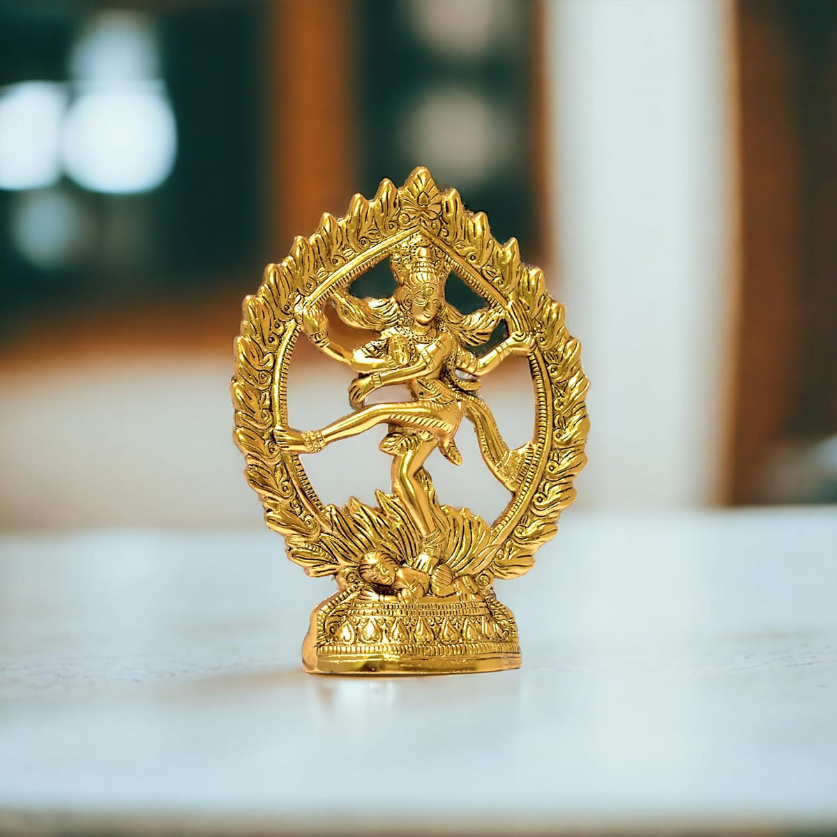 KridayKraft Aluminium India Metal Shiva Idol Natraj Statue Statue for Home Decor -Gold Plated Dancing Shiva Natraja/Natrajan Showpiece Figurine Murti Deccoration & Gifts