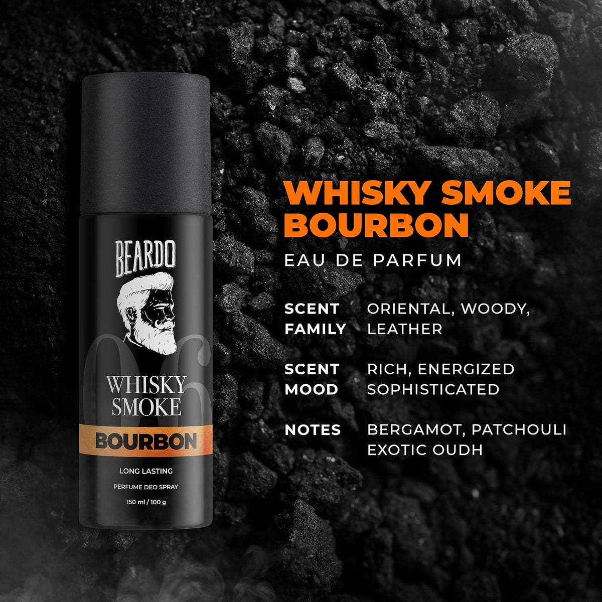 Beardo Whisky Smoke & Bourbon Perfume Body Spray (Set of 2) Spicy, Woody Oudh Deo for Men Long Lasting |Date night Deodorant for Men | Fresh Scent | Valentines day gift for husband | Gift for boyfriend | Gift for Men