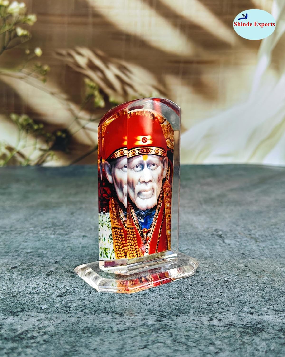 SHINDE EXPORTS sai Baba Acrylic car Dashboard Idol Cum Desk Stand 3.5 inches