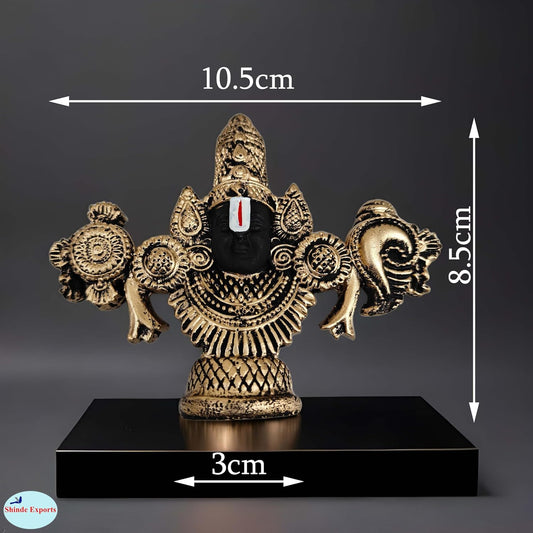 SHINDE EXPORTS tirupati Balaji Marble Idol for Desk Pooja Room car Dashboard Home Office décor (Gold, 3.4 inches)