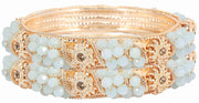 NMII Non-Precious Metal With Base Metal And Zircon Gemstone Or Colourful Beads Studded On Flower Glossy Finished Kada Set For women and Girls