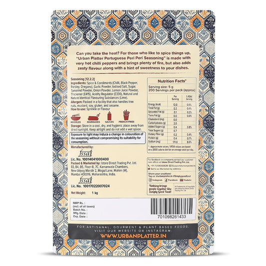Urban Platter Portuguese Peri Peri Seasoning Mix, 1Kg (an All Purpose Seasoning, Perfect for Pop Corn, Pasta, Fries Seasoning | Dairy-Free) [HoReCa Pack]