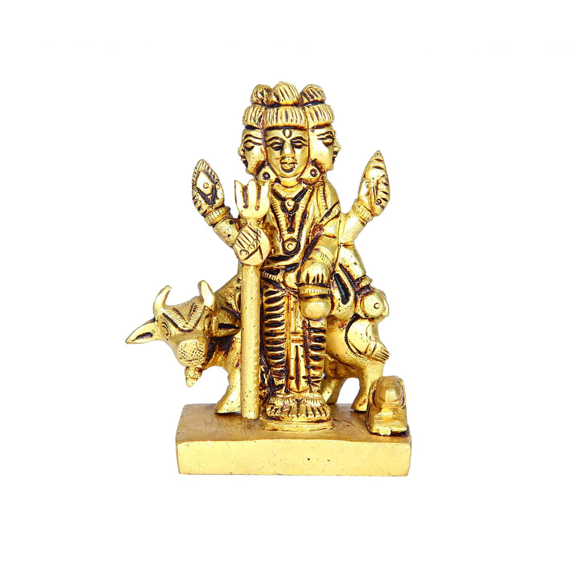 Aalayam Selveer Datta Murti Brass Small | Dattatreya Idol Small | Dattatreya Murti Small | Datta Guru Murti Small | Dattatreya Idol Brass 7.5 CM Height Brass Gold Colour 1 Piece