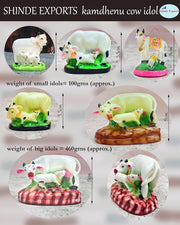 SHINDE EXPORTS Cow with Calf kamdhenu Marble Idol White Statue for vastu Pooja Home Decor (White, 5cm)