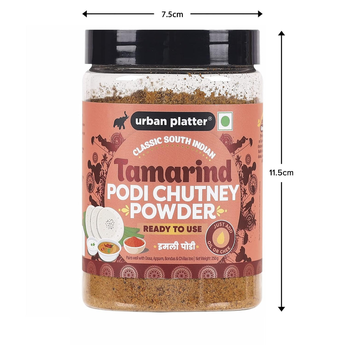 Urban Platter Classic South Indian Tamarind Podi Chutney Powder, 250g (Ready to use, Just add ghee or Oil)