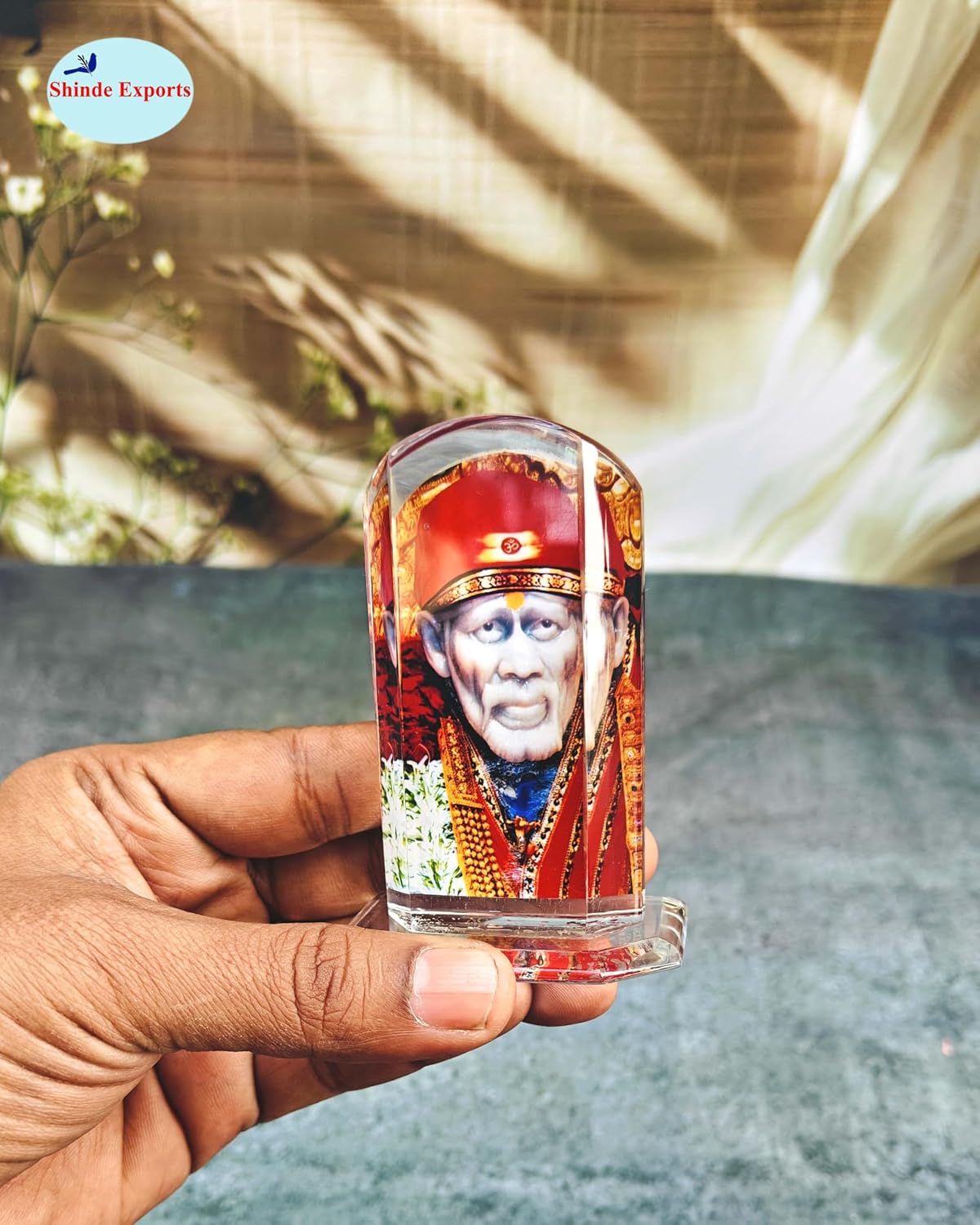 SHINDE EXPORTS sai Baba Acrylic car Dashboard Idol Cum Desk Stand 3.5 inches