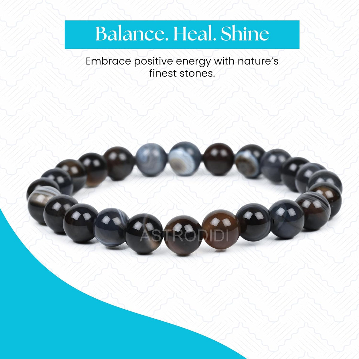 ASTRODIDI Natural Certified Black Sulemani Hakik Stone Bracelet with Lab Report | Aqeeq Agate Akik Kala Haqiq Gemstone