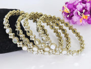 NMII Stylish Mirror Worked Metal Bangles Set For Girls & Women with Zircon Stone | Traditional Mirror Bangles | Fancy Women's Bangles | Ethnic Bangles | Fashion Jewellery- Set of 4