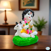 SHINDE EXPORTS Bal Gopal Marble Idol, Baal Krishna Statue, Small, 3 Inches (Multicolor)